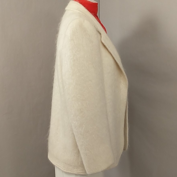 Vintage 80s / 90s Cream Mohair Blazer Jacket Deadstock Tailored Ivory Designer - Picture 3 of 12
